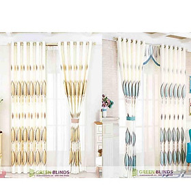 Mua Rèm cửa sổ cửa chính gấm hoa văn hai mặt hai màu khác nhau - hình lá cây bản lớn màu trắng vàng và trắng xanh