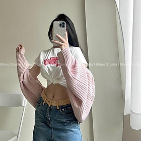 Cardigan bolero pink - Cherry cropped tee