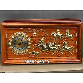 Mua Tranh đồng hồ treo tường khắc tích mã đáo thành công bằng gỗ hương đỏ kt 48×108×4cm