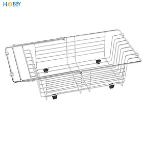 Khay đựng đồ chén đĩa gác trong chậu inox 304 Hobby home decor KDC7