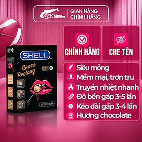Bao cao su Shell Choco Prolong kéo dài thời gian, hương chocolate - Hộp 1 cái