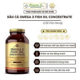 Viên Uống Dầu Cá Bổ Sung Omega 3 Hỗ Trợ Giảm Xơ Vỡ Động Mạch, Cải Thiện Trí Nhớ, Tốt Cho Tim Mạch Solgar Fish Oil Omega 3 Concentrate (Hộp 120 Viên)