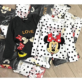 Set 2 áo cotton dài tay mickey bé gái