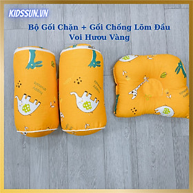 Bộ Gối Chặn + Gối Lõm Cho Trẻ Sơ Sinh Chống Bẹp Đầu, Méo Đầu, Giật Mình Giúp Cho Các Bé Ngủ Ngon Sâu Giấc - Vỏ Cotton Hàn Quốc - Nhiều Màu Sắc