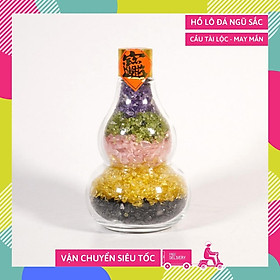 Hồ lô đá ngũ sắc Phong Thủy đặt bàn thờ Thần Tài tài lộc cao cấp - Cao 11cm
