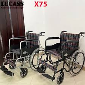 Ghế lăn hỗ trợ di chuyển Lucass X-75 kiểu sọc xanh – gấp gọn, có phanh tay