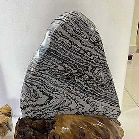 Cây đá phong thủy TRẮNG ĐEN cao 47 nặng 12 kg CUNG THIÊN ĐỨC CHO MỆNH KIM VÀ THỦY
