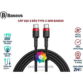 Cáp sạc Baseus 60W USB C sang Type-C cho điện thoại