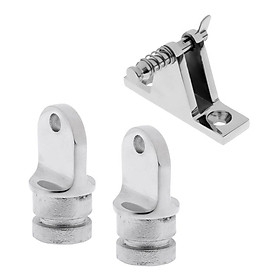 316 Stainless Steel Marine Boat Bimini Top 90 Degree Deck Hinge Mount with 2Pcs 22mm Inside Eye End Fitting Hardware