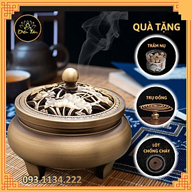 Mua Lư đốt trầm hương bằng đồng tặng kèm 45 trầm nụ