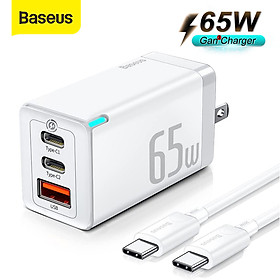 Củ Sạc Nhanh Baseus GaN3 Pro Quick Charger 65W (Type Cx2 + USB , PD3.0/ PPS/ QC4.0/ SCP/ FCP Multi Quick Charge Protocol, New Upgrade Technology) - Hàng Chính Hãng