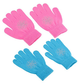 2x Anti-Slip Padded Winter Stretchy Gloves Glove for Age Above 12 Kids