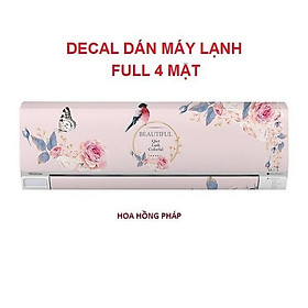Mua Decal dán máy lạnh  máy điều hòa HOA HỒNG PHÁP full 4 mặt