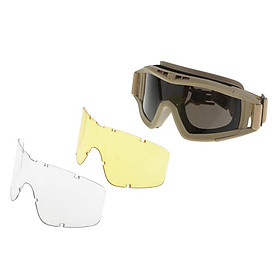 FAST Tactical Goggle Glasses for Helmet with 3 Lens Shooting Hunting Black