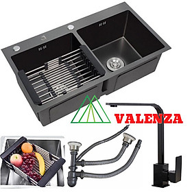 Combo chậu rửa chén bát nano Valenza sus304 + vòi nano kháng khuẩn Valenza sus304 kích thước 8245 hố cân