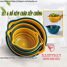 Mua Set Rổ Kèm Chậu 6 Món Bộ 3 Rổ Và Chậu Thau Nhựa Rửa Rau Củ Đựng Hoa Quả Trái Cây 2 Lớp Hình Tròn Hình Vuông - GDNC0339