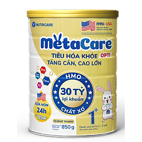 Sữa bột MetaCare Opti 1+ lon 850g, giúp bé tiêu hóa khỏe, tăng cân, cao lớn