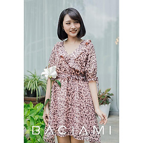Baciami-Đầm Hoa Beo Cổ Bèo Eo Thun