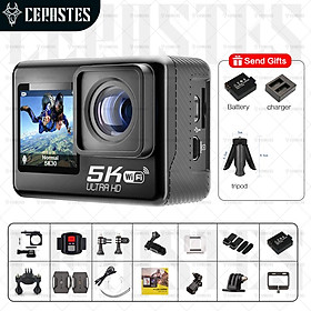 Camera hành động 2023 mới 5K 4K60fps WiFi Anti Shake Action Camera góc rộng 70 ° Màn hình kép 130m Camera chuyển động không thấm nước với màu R: 5K-V39-B