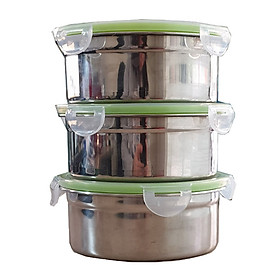 Mua Bộ 3 bát inox để ngăn lạnh có nắp đậy