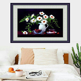 Mua Tranh đính đá Bình Hoa Cúc Họa Mi (65x50cm) chưa đính đá