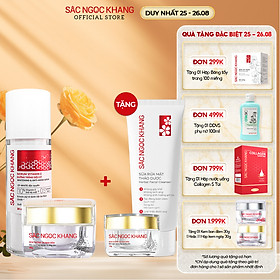 Bộ đôi cấp ẩm, dưỡng trắng da Sắc Ngọc Khang: Serum C dưỡng trắng 30ml + Kem dưỡng da ban đêm 30g