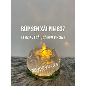 Mua ( TẶNG 1 VỈ PIN AA SUNNICE ) BÚP SEN ĐÈN NẾN THỜ CÚNG DÙNG PIN LED SIÊU SÁNG 837  NẾN DÙNG PIN
