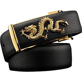 Dây nịt nam hình con rồng DN31 - Dây Đen, Mặt Vàng