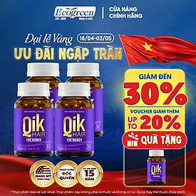 [Tặng Hộp 15v] Combo 4 Hộp 30v - Viên Uống Mọc Tóc Qik Hair For Women Ecogreen Giảm Rụng Tóc Cho Nữ
