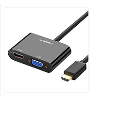 Cáp HDMI To HDMI/VGA + Audio 3.5mm Ugreen 40744 (Nguồn Micro USB 5V) - Hàng chính hãng