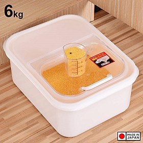 Mua Thùng đựng gạo 6kg nắp bật có 2 ngăn kèm ca đong nội địa Nhật Bản