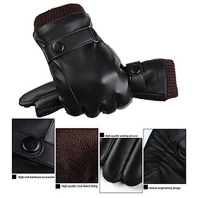 Găng tay nam mùa đông lót nỉ lông ấm áp lòng bàn tay chống trượt, cảm ứng điện thoại GTN2