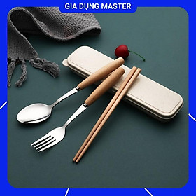 Mua Bộ 3 Món Thìa  Đũa  Dĩa Chất Liệu Inox 304 Không Rỉ  Cán Gỗ Kèm Hộp  Bộ Muỗng Thìa  Nĩa Dùng Cá Nhân