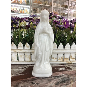 Tượng Công Giáo Đức Mẹ Maria chấp tay đá cẩm thạch trắng - Cao 20 cm