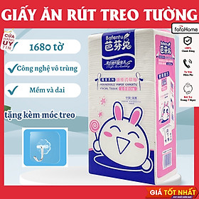 Giấy Ăn Rút Hình Chữ Nhật Dạng Cây (1 Cây 1680 Tờ) Hình Thỏ Bịch Khăn Giấy Rút 1680 Tờ 4 Lớp Treo Tường Cỡ Lớn Tiện Dụng