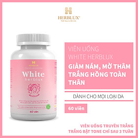 Hình ảnh Viên Uống Trắng Da WHITE HERBLUX Chống Lão Hóa Dưỡng Cấp Ẩm Da Mặt Body Căng Bóng Giảm Thâm Nám Tàn Nhang Mụn Bổ Sung Collagen Đông Trùng Hạ Thảo Tăng Nội Tiết Tố Nữ