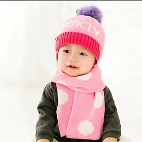 Mũ nón len kèm khăn cho bé từ 0-3 tuổi