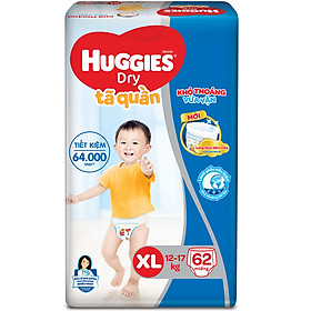 Tã Quần Huggies Dry Gói Cực Đại XL62 (62 Miếng) - Bao Bì Mới