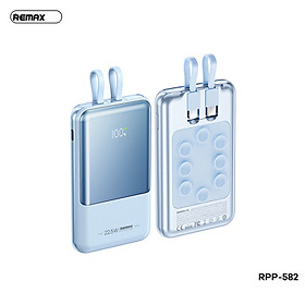  Pin dự phòng mini cho iphone 15 Remax RPP-582 dung lượng 10000mAh tích hợp 2 cáp sạc nhanh - hỗ trợ QC 22.5W và PD 20W Xanh - Hàng Chính Hãng