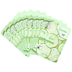 Combo 10 Gói Mặt Nạ Dưỡng Ẩm Và Làm Trắng Da 3W Clinic Fresh Cucumber Jelly Mask Sheet Chiết Xuất Dưa Leo (23ml x 10) - Hàn Quốc Chính Hãng