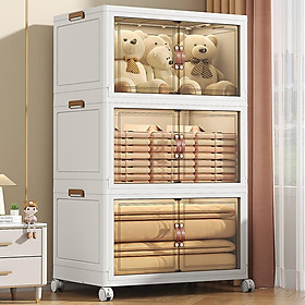 Tủ nhựa cao cấp đựng quần áo không cần lắp đặt, cửa nam châm, Tủ đựng đồ đa năng, tháo lắp