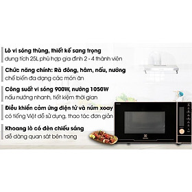 Mua Lò vi sóng ELectrolux 25L EMG25D89GGP Rosegold - Điện tử có nướng 1000W  9 chương trình  Vi sóng 5 mức 900W - Hàng chính hãng