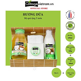 Combo Quà Tặng 5 món sữa tắm Dưỡng ẩm Cottage Hương Dừa-mẫu mới 2023