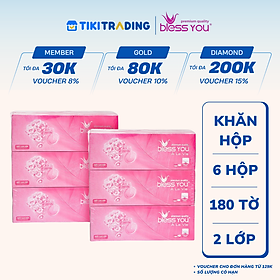 Combo 6 Hộp Khăn hộp Bless You Alavie 180 tờ