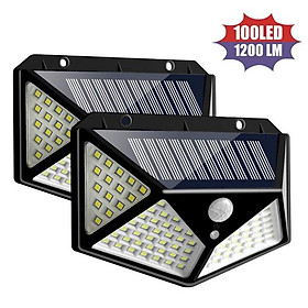 Đèn năng lượng mặt trời cảm biến hồng ngoại 100LED siêu sáng 3 chế độ chống nước