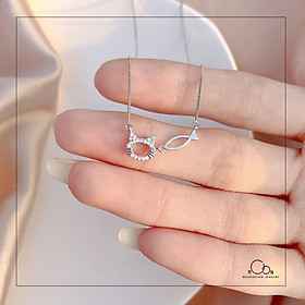 Dây chuyền vòng cổ bạc nữ dây mèo và cá moonsilver