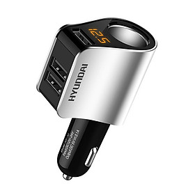 Tẩu sạc ô tô nhãn hiệu Hyundai HY-10 công suất 80W, một đầu chia tẩu và 3 cổng usb - Hàng nhập khẩu