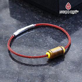 Vòng tay xỏ lu đá thạch anh mắt hổ vàng nâu mệnh thổ,kim - Ngọc Quý Gemstones