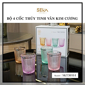 Bộ 4 cốc thủy tinh vân kim cương SEKA SKT30M4 300ml Mix 4 màu
