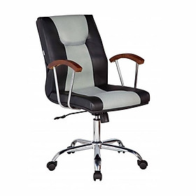 Ghế trưởng phòng tay ốp gỗ chân thép mạ ib343 ibie - đen